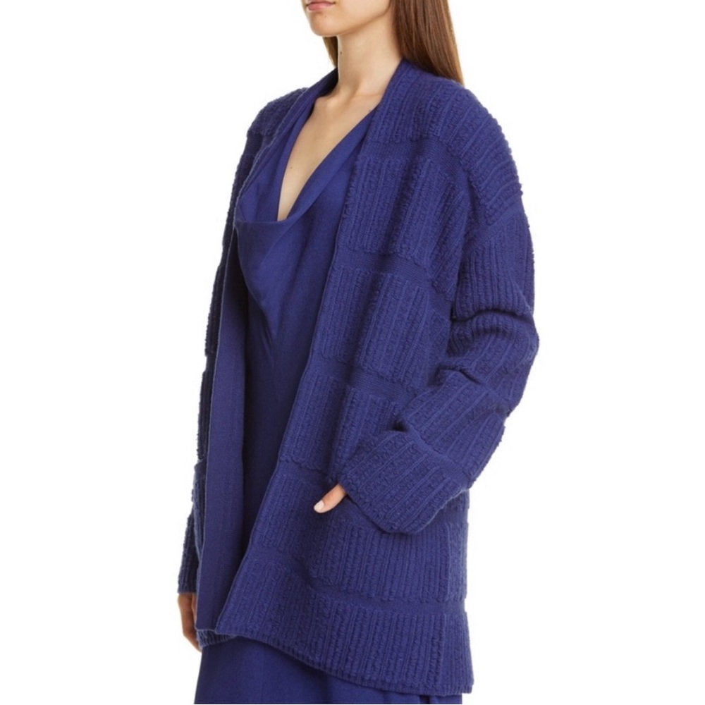 Maria Cornejo Purple Loop Knit Cashmere & Wool Sweater Coat